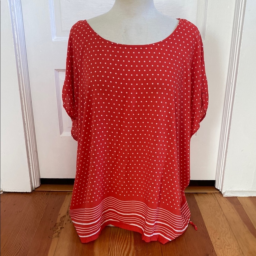 Odille Anthropologie Polka‎ Dot Scarf Interior Cinch Top Medium